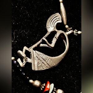 Native Kokopelli Liquid Sikver Necklace